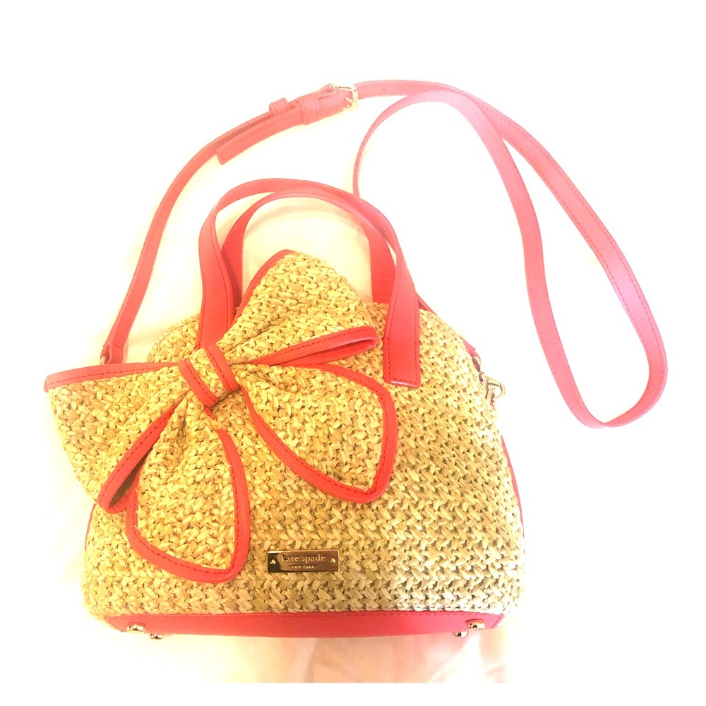 NWOT Kate Spade Hot Pink Straw Handbag